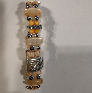 Women orange/silver stretch bracelet